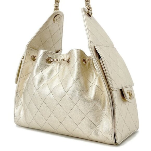 CHANEL Chain Coco Mark Matelasse Caviar Gold 25 Small AS5293 - COA Included - Picture 3 of 17